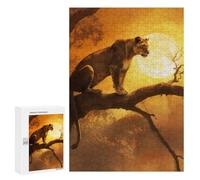 Jigsaw Puzzle 300 PCS Sunlit Lioness Jigsaws for Adults Toy Wall Decor Difficult Hard Unique Gifts for Birthday And Christmas 300 PCS