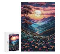 Jigsaw Puzzle 300 PCS Sunset Mountain Valley Adult Puzzles Toy Wall Decor Birthday Present Deal As Gifts for The Whole Family 300 PCS