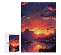 Jigsaw Puzzle 300 PCS Sunset Serenity Landscape -2 Puzzles for Teenagerss Stress Reliever Educational Challenge Unique Birthday And Gifts 300 PCS