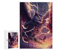 Jigsaw Puzzle 300 PCS Thundering Owl Majesty Jigsaw Puzzles for Teenagerss Hand Speed Race Fun Activities at Home Challenging Game And Family Play 300 PCS