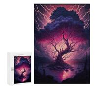 Jigsaw Puzzle 300 PCS Thunderstorm Tree Jigsaw Puzzles for Teenagerss Hand Speed Race Fun Activities at Home Challenging Game And Family Play 300 PCS