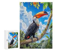 Jigsaw Puzzle 300 PCS Toucan in Tropical Rainforest Adult Puzzles Toy Wall Decor Birthday Present Deal As Gifts for The Whole Family 300 PCS