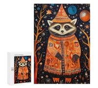 Jigsaw Puzzle 300 PCS Tribal Animal 7 Raccoon Jigsaws for Adults Toy Wall Decor Pattern Assembly Deal As Gifts for The Whole Family 300 PCS