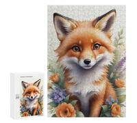 Jigsaw Puzzle 300 PCS Watercolor Floral Fox Jigsaws for Adults Toy Wall Decor Difficult Hard Unique Gifts for Birthday And Christmas 300 PCS