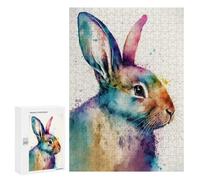 Jigsaw Puzzle 300 PCS Watercolor Rabbit Jigsaws for Adults Puzzle Birthday Present Difficult And Challenge Challenging Game Gifts 300 PCS