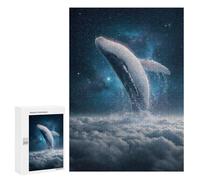 Jigsaw Puzzle 300 PCS Whale Breaching through Clouds Into Space Jigsaws for Adults Toy Wall Decor Pattern Assembly Deal As Gifts for The Whole Family 300 PCS