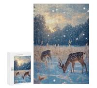 Jigsaw Puzzle 300 PCS Winter Deer in Snowy Forest Christmas Adult Puzzles Toy Wall Decor Birthday Present Deal As Gifts for The Whole Family 300 PCS
