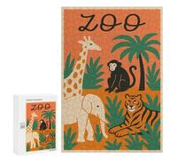 Jigsaw Puzzle 300 PCS Zoo Animals Illustration Jigsaw Puzzles for Teenagerss Hand Speed Race Fun Activities at Home Challenging Game And Family Play 300 PCS