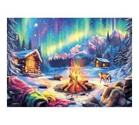 Jigsaw Puzzle 300 piece,Aurora Woods Cabin Bonfire Puzzles for Adults,Educational Game Challenge Toy 300 Pieces DIY puzzles Family Decoration puzzle