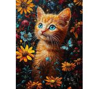 Jigsaw Puzzle 3000 Piece, Cat Chrysanthemum Puzzles for Adults 3000, Jigsaw Puzzle Games Classic Educational, Wooden Puzzles, The Impossible Challenge, for Home Wall Decoration Gift BXHZW1-647
