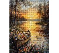 Jigsaw Puzzle 3000 Piece, Flower Boat Puzzles for Adults 3000, Jigsaw Puzzle Games Classic Educational, Wooden Puzzles, The Impossible Challenge, for Home Wall Decoration Gift BXHZW1-409