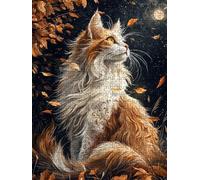 Jigsaw Puzzle 3000 Piece, Moon Orange Cat Puzzles for Adults 3000, Jigsaw Puzzle Games Classic Educational, Wooden Puzzles, The Impossible Challenge, for Home Wall Decoration Gift BXHZW1-1056