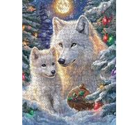 Jigsaw Puzzle 3000 Piece, Night View White Wolf Puzzles for Adults 3000, Jigsaw Puzzle Games Classic Educational, Wooden Puzzles, The Impossible Challenge, for Home Wall Decoration Gift BXHZW1-1006