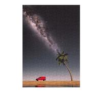 Jigsaw Puzzle 38x26cm/1000pcs for Adults Red Car Tree And Milky Way Jigsaw Puzzle Family Game Difficult Hard Deal As Gifts for The Whole Family 38x26cm/1000pcs
