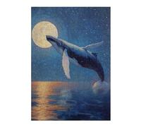 Jigsaw Puzzle 38x26cm/1000pcs for Adults Whale Breaching Under The Moonlight Painting Puzzle for Adults Relax Games Perfect Decoration for Birthday, Chrismas 38x26cm/1000pcs