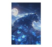 Jigsaw Puzzle 38x26cm/1000pcs for Teenagerss Blue Tiger Under The Moonlight Puzzle for Adults Hands-on Game Precision Cutting Deal As Gifts for The Whole Family 38x26cm/1000pcs