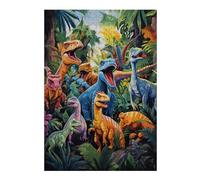 Jigsaw Puzzle 38x26cm/1000pcs for Teenagerss Dinosaur Paradise A Colorful Jungle Scene Puzzles for Adults Family Game Hand Speed Race Stress Reduction Gifts 38x26cm/1000pcs