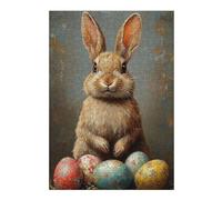 Jigsaw Puzzle 38x26cm/1000pcs for Teenagerss Easter Bunny with Eggs Jigsaws for Adults Toy Wall Decor Precision Cutting Deal As Gifts for The Whole Family 38x26cm/1000pcs