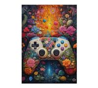 Jigsaw Puzzle 38x26cm/1000pcs for Teenagerss Floral Video Game Controller Jigsaw for Adults Toy Wall Decor Improve Memory Help The Brain Exercise 38x26cm/1000pcs