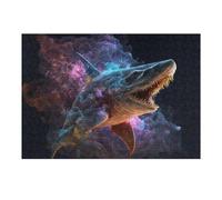Jigsaw Puzzle 38x26cm/1000pcs for Teenagerss Galactic Shark Cosmic Artwork Teenagers Puzzles Fun Games Pattern Assembly Help The Brain Exercise 38x26cm/1000pcs