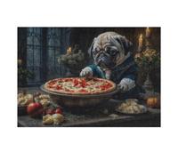 Jigsaw Puzzle 38x26cm/1000pcs for Teenagerss Grumpy Pug And Pizza Puzzle for Adults Family Game Wall Decoration Help The Brain Exercise 38x26cm/1000pcs