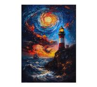 Jigsaw Puzzle 38x26cm/1000pcs for Teenagerss Lighthouse Under Starry Sky Teenagers Puzzles Relax Games For Family Fun for Birthday, Chrismas 38x26cm/1000pcs
