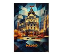 Jigsaw Puzzle 38x26cm/1000pcs for Teenagerss Madrid Cubist Elegance - Modern Geometric Cityscape Jigsaws for Adults Toy Wall Decor Precision Cutting Deal As Gifts for The Whole Family 38x26cm/1000pcs