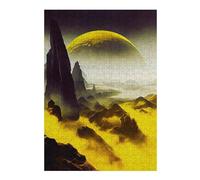 Jigsaw Puzzle 38x26cm/1000pcs for Teenagerss Misty Alien Landscape with Giant Planet Puzzle for Adults Hands-on Game Precision Cutting Deal As Gifts for The Whole Family 38x26cm/1000pcs