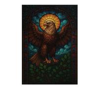 Jigsaw Puzzle 38x26cm/1000pcs for Teenagerss Stained Glass Eagle with Sun Puzzle for Adults Hands-on Game Precision Cutting Deal As Gifts for The Whole Family 38x26cm/1000pcs