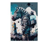 Jigsaw Puzzle 38x26cm/1000pcs for Teenagerss Zebra Astronaut Cosmic Stripes in Space Suit Puzzle for Adults Hands-on Game Precision Cutting Deal As Gifts for The Whole Family 38x26cm/1000pcs