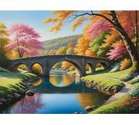 Jigsaw Puzzle 4000 Pieces Bridge, Premium Jigsaws 4000 pieces for Adults & Teens, Precision Fit Thick Board, for for Men & Women, Finished Size 141x87cm Autumn Scenery