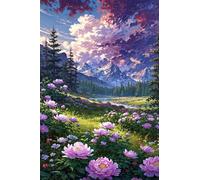 Jigsaw Puzzle 4000 Pieces Light Purple Peonies with Letters on Back & Poster 4000 Piece Jigsaw Puzzles for Adults Seniors 55.51x34.3 inch