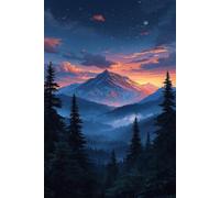 Jigsaw Puzzle 4000 Pieces Misty Mountain Jungle with Letters on Back & Poster 4000 Piece Jigsaw Puzzles for Adults Seniors 55.51x34.3 inch