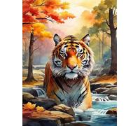 Jigsaw Puzzle 4000 Pieces Rivers Animals Tigers with Letters on Back & Poster 4000 Piece Jigsaw Puzzles for Adults Seniors 55.51x34.3 inch
