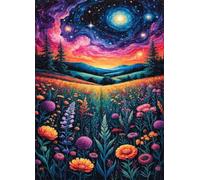 Jigsaw Puzzle 4000 Pieces Starry Night Flowers with Letters on Back & Poster 4000 Piece Jigsaw Puzzles for Adults Seniors 55.51x34.3 inch