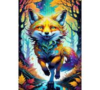 Jigsaw Puzzle 408 Pieces Watercolor Animal Foxes with Letters on Back & Poster 408 Piece Jigsaw Puzzles for Adults Seniors 23.23x9.06 inch