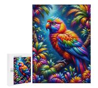 Jigsaw Puzzle 500 PCS A Vivid Image of A Tropical Bird with Neon Plumage, Set within A Dense Rainforest. The Bir Jigsaw Puzzles for Teenagerss Hand Speed Race Fun Activities at Home Challenging Game A