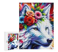 Jigsaw Puzzle 500 PCS Acrylic Majestic Blossoming Wolf Jigsaws for Adults Toy Wall Decor Pattern Assembly Deal As Gifts for The Whole Family 500 PCS