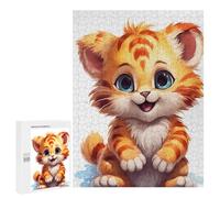 Jigsaw Puzzle 500 PCS Adorable Baby Tiger Illustration Adult Puzzles Toy Wall Decor Birthday Present Deal As Gifts for The Whole Family 500 PCS