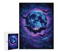 Jigsaw Puzzle 500 PCS Bats Flying in Front of Moon Jigsaws for Adults Toy Wall Decor Pattern Assembly Deal As Gifts for The Whole Family 500 PCS
