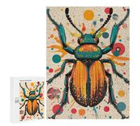 Jigsaw Puzzle 500 PCS Beetle Beauty in Modern Pop Art Colorful Beetle Illustration Adult Puzzles Toy Wall Decor Birthday Present Deal As Gifts for The Whole Family 500 PCS