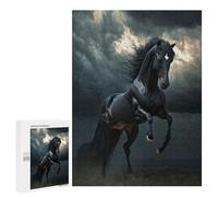 Jigsaw Puzzle 500 PCS Black Wild Horse in Storm Jigsaws for Adults Toy Wall Decor Pattern Assembly Deal As Gifts for The Whole Family 500 PCS
