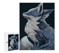 Jigsaw Puzzle 500 PCS Blue And Fox Illustration Adult Puzzles Toy Wall Decor Birthday Present Deal As Gifts for The Whole Family 500 PCS