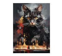 Jigsaw Puzzle 500 PCS Cat Chess Master Painting Jigsaw for Adults Toy Wall Decor Staycation Kill Time Unique Birthday And Gifts 500 PCS