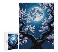 Jigsaw Puzzle 500 PCS Cherry Blossoms Under Moonlight Jigsaws for Adults Toy Wall Decor Pattern Assembly Deal As Gifts for The Whole Family 500 PCS