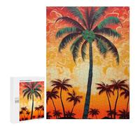 Jigsaw Puzzle 500 PCS Coconut Sunset Oasis Jigsaws for Adults Toy Wall Decor Difficult Hard Unique Gifts for Birthday And Christmas 500 PCS