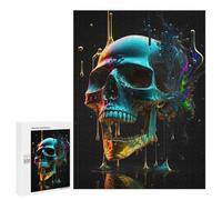 Jigsaw Puzzle 500 PCS Colorful Paint Skull Jigsaws for Adults Toy Wall Decor Difficult Hard Unique Gifts for Birthday And Christmas 500 PCS