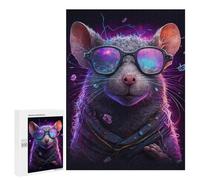 Jigsaw Puzzle 500 PCS Cosmic Mouse Glasses Art Puzzles for Teenagerss Stress Reliever Educational Challenge Unique Birthday And Gifts 500 PCS