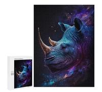 Jigsaw Puzzle 500 PCS Cosmic Rhino Profile Puzzles for Teenagerss Stress Reliever Educational Challenge Unique Birthday And Gifts 500 PCS