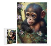 Jigsaw Puzzle 500 PCS Cute Little Chimp Puzzles for Teenagerss Stress Reliever Educational Challenge Unique Birthday And Gifts 500 PCS